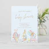 Pastel Blue Peter de Konijn Vrienden Baby shower Kaart (Staand voorkant)