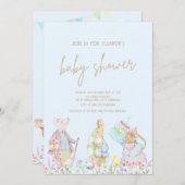 Pastel Blue Peter de Konijn Vrienden Baby shower Kaart (Voorkant / Achterkant)