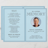 Pastel Blue Photo Order of Service Funeral Program (Voorkant / Achterkant)