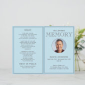 Pastel Blue Photo Order of Service Funeral Program (Staand voorkant)