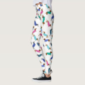 Pastel Blue Pink Blauwgroen Dachshund Leggings (Links)