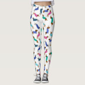 Pastel Blue Pink Blauwgroen Dachshund Leggings (Voorkant)