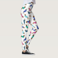 Pastel Blue Pink Blauwgroen Dachshund Leggings