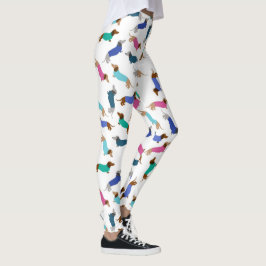 Pastel Blue Pink Blauwgroen Dachshund Leggings