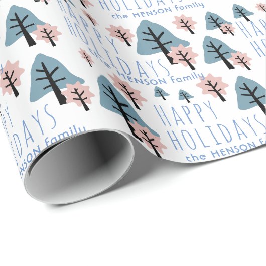 Pastel Blue Pink Cookie Bell Star Trees Kerstmis Cadeaupapier (Rol Hoek)