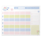 Pastel Blue Pink Cute Monthly Planner Notepad 11x8 Notitieblok (Voorkant)