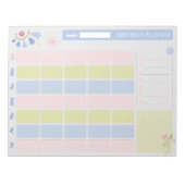 Pastel Blue Pink Cute Monthly Planner Notepad 11x8 Notitieblok (Voorkant)