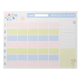 Pastel Blue Pink Cute Monthly Planner Notepad 11x8 Notitieblok