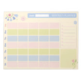 Pastel Blue Pink Cute Monthly Planner Notepad 11x8 Notitieblok (Voorkant)