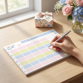 Pastel Blue Pink Cute Monthly Planner Notepad 11x8 Notitieblok