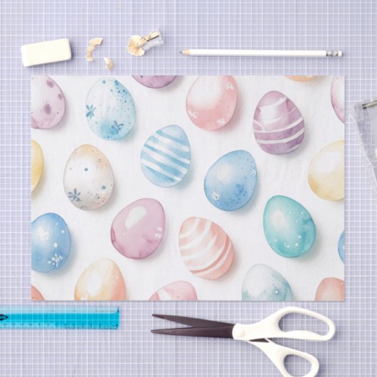Pastel Blue Pink Easter Egg Pattern Tissuepapier (Craft)