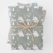 Pastel Blue Pink en Grey Vase of Flowers Inpakpapier Vel (In situ)