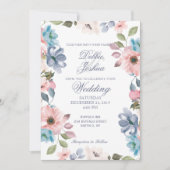 Pastel Blue Pink Paars Flower Weddenschap Kaart (Voorkant)