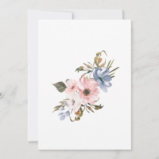 Pastel Blue Pink Paars Flower Weddenschap Kaart (Achterkant)