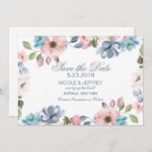 Pastel Blue Pink Paars Weddenschap Save the Date (Voorkant / Achterkant)