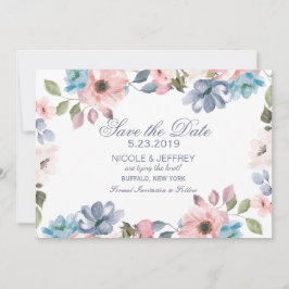 Pastel Blue Pink Paars Weddenschap Save the Date
