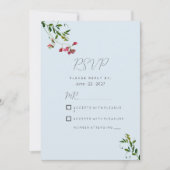 Pastel blue pink red green flowers RSVP Kaart (Voorkant)