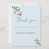 Pastel blue pink red green flowers Thank You Kaart (Voorkant)