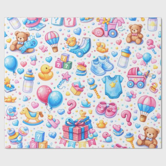 Pastel Blue Pink Toys Cadeaupapier (Vlak)