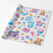 Pastel Blue Pink Toys Cadeaupapier (Uitgerold)