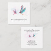 *~* Pastel Blue Pink Waterverf Dragonfly Business Vierkante Visitekaartje (Voorkant / Achterkant)
