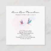 *~* Pastel Blue Pink Waterverf Dragonfly Business Vierkante Visitekaartje (Achterkant)