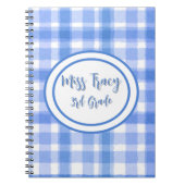 Pastel Blue Plaid Custom Notitieboek (Voorkant)