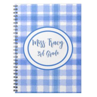 Pastel Blue Plaid Custom Notitieboek