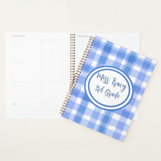 Pastel Blue Plaid Custom Planner (Display)