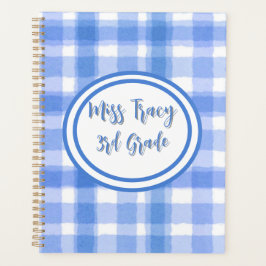 Pastel Blue Plaid Custom Planner