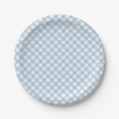 pastel blue plaid first - jarig luiers papieren bordje (Voorkant)