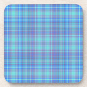 Pastel Blue Plaid Pattern Bier Onderzetter (Voorkant)