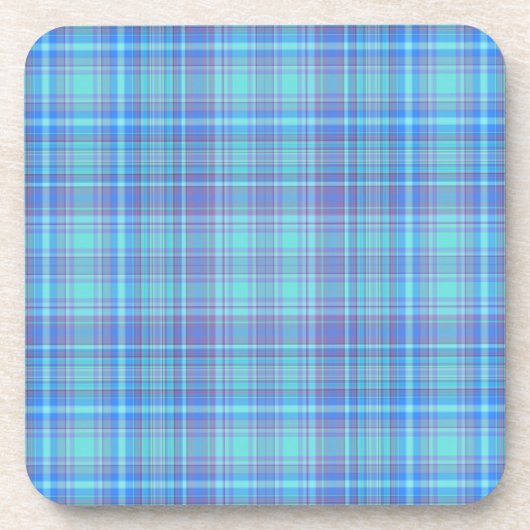 Pastel Blue Plaid Pattern Bier Onderzetter (Voorkant)