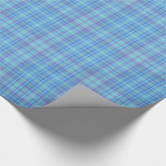 Pastel Blue Plaid Pattern Cadeaupapier (Hoek)