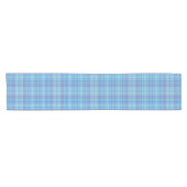 Pastel Blue Plaid Pattern Korte Tafelloper (Horizontaal)