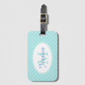 Pastel Blue Polka Dot op maat Bagagelabel (Voorkant (verticaal))