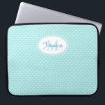 Pastel Blue Polka Dot op maat Laptop Sleeve<br><div class="desc">Cute polka dot gepersonaliseerde laptophoes.</div>