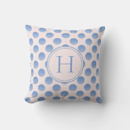 Pastel Blue Polka Dots Custom Monogram Kussen