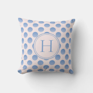 Pastel Blue Polka Dots Custom Monogram Kussen