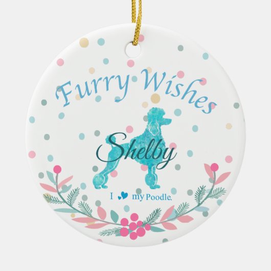 Pastel Blue Poodle - Custom Photo & Name Keramisch Ornament (Voorkant)
