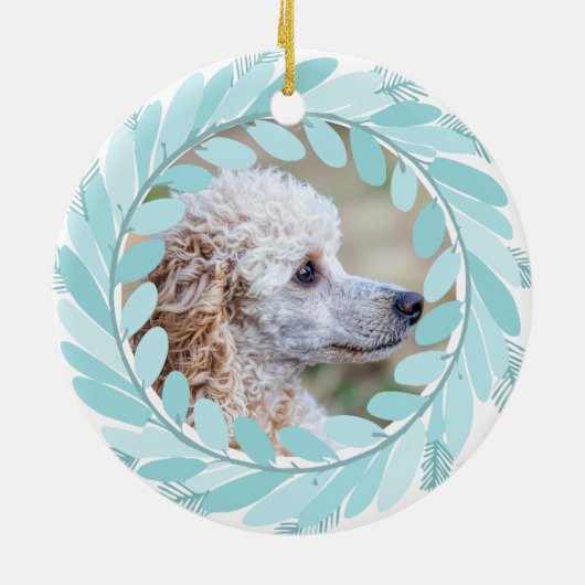 Pastel Blue Poodle - Custom Photo & Name Keramisch Ornament (Achterkant)