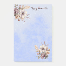 Pastel Blue Pretty Floral Custom Post-it Notes