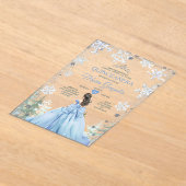 Pastel Blue Princess Winter Forest Quinceañera Acryl Uitnodigingen (Laagn)