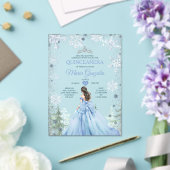 Pastel Blue Princess Winter Forest Quinceañera Acryl Uitnodigingen (Insitu (Huwelijk))