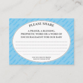 Pastel Blue PROPHETIC PRAYER voor Baby shower Informatiekaartje