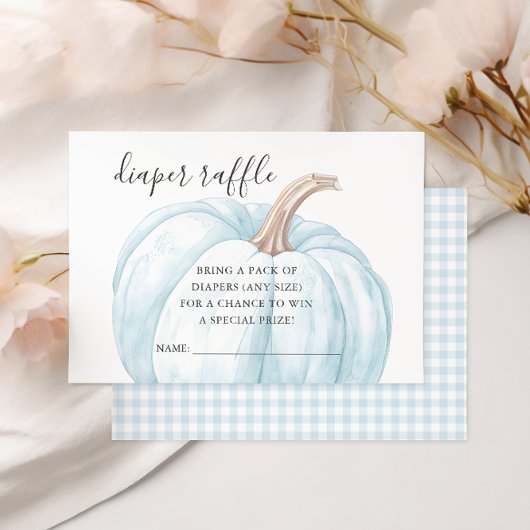 Pastel Blue Pumpkin Baby shower Luier Raffle Kaart
