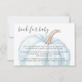 Pastel Blue Pumpkin Boek voor Baby Boy Shower RSVP Kaartje (Voorkant)