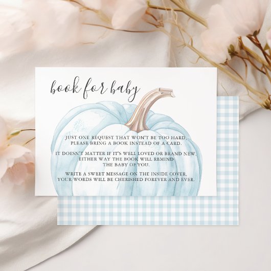 Pastel Blue Pumpkin Boek voor Baby Boy Shower RSVP Kaartje
