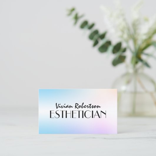 Pastel blue purple faux metallic esthetician visitekaartje (Staand voorkant)