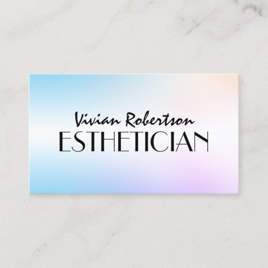 Pastel blue purple faux metallic esthetician  visitekaartje (Voorkant)